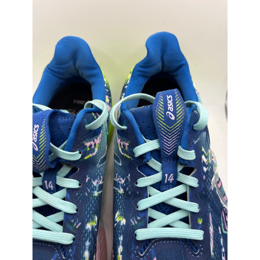 ASICS‎ Gel Nimbus 14  Women's Running Shoes Blue Pink Green Floral Size 9 - Picture 6 of 8